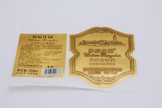 สติ๊กเกอร์ฉลากไวน์ทองคำร้อนส่วนบุคคล Matte Waterproof Labels Sticker White Vinyl