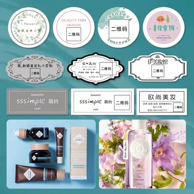 สติ๊กเกอร์ฉลากแต่งหน้าลิปสติกพิมพ์สติ๊กเกอร์ไวนิลถาวรบรรจุภัณฑ์ขวดแก้ว