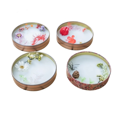 บรรจุภัณฑ์ Saffron เปล่า บรรจุภัณฑ์ รอบ Pvc Window Cookies Biscuit Metal