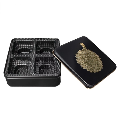 ที่เก็บกล่องดีบุกโลหะแบนขนาดเล็ก Round Metal Moon Nuts Cookie Cake